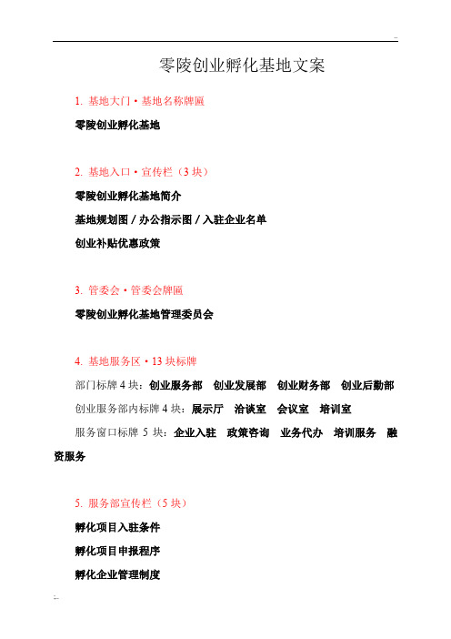 零陵创业孵化基地文案