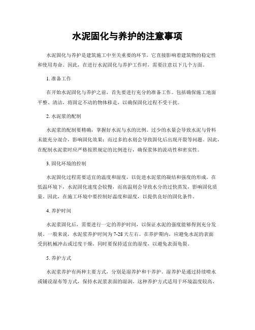 水泥固化与养护的注意事项