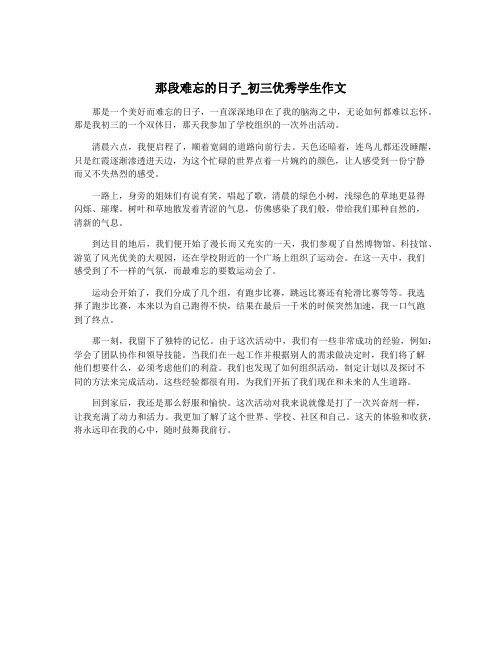 那段难忘的日子_初三优秀学生作文
