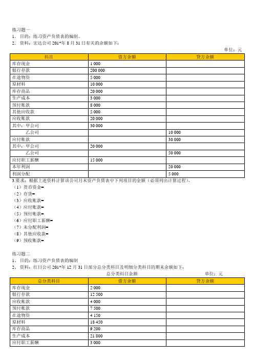 会计从业基础-资产负债表题