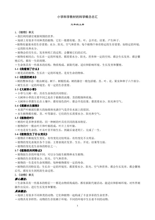 教科版科学概念汇总