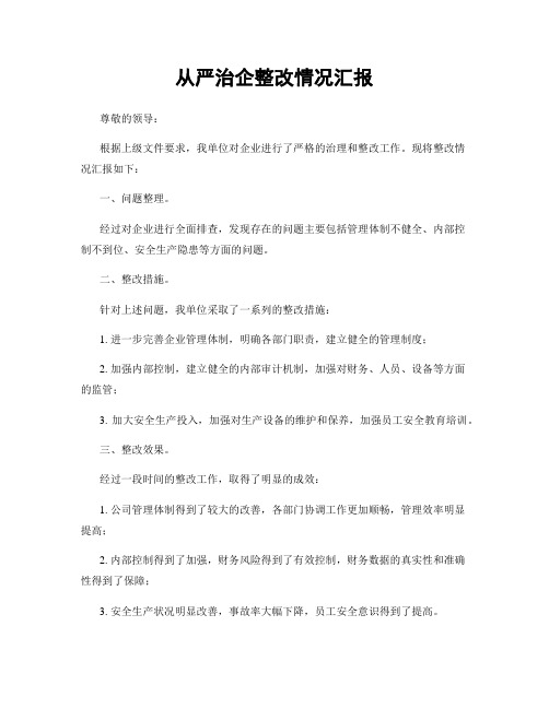从严治企整改情况汇报