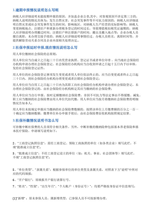 社保逾期申报情况说明