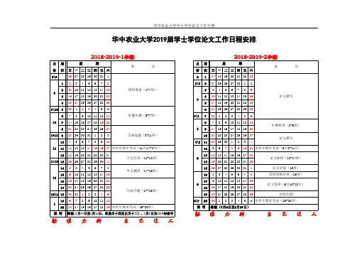 01华中农业大学2019届学位学士论文工作日程安排