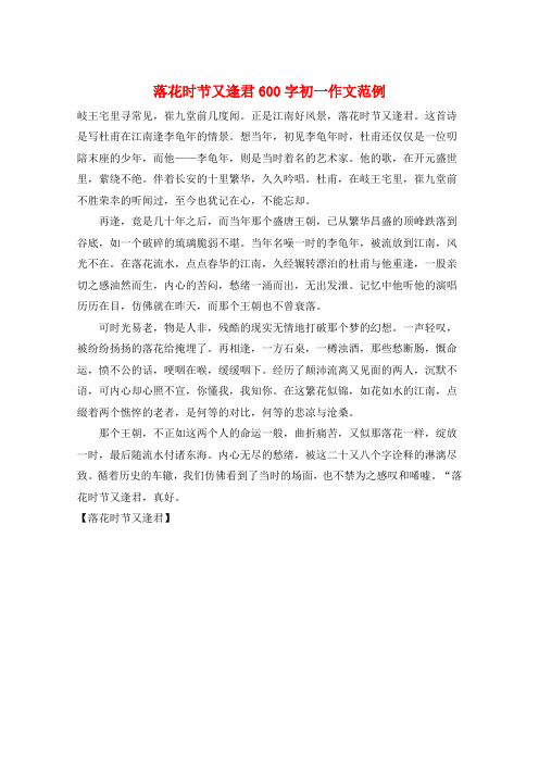 落花时节又逢君600字初一作文范例