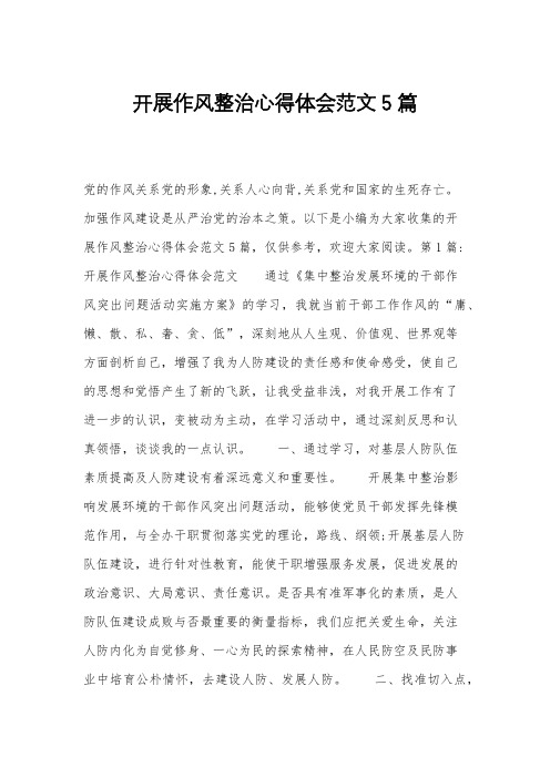 开展作风整治心得体会范文5篇