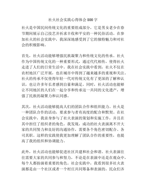 社火社会实践心得体会800字
