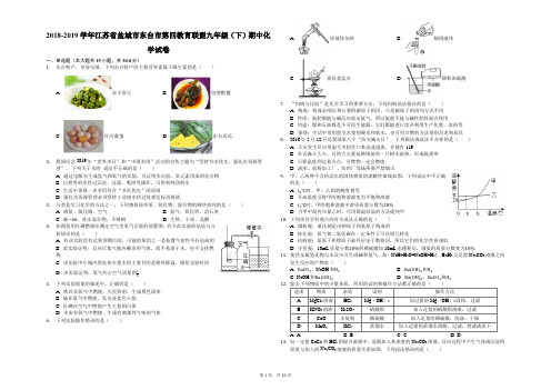 2018-2019学年江苏省盐城市东台市第四教育联盟九年级(下)期中化学试卷(解析版)