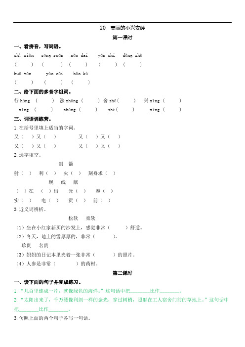《20美丽的小兴安岭》【课课练】练习题