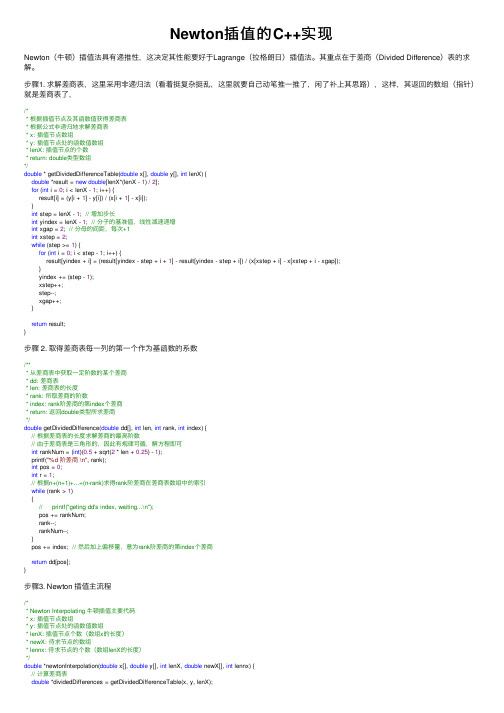 Newton插值的C++实现