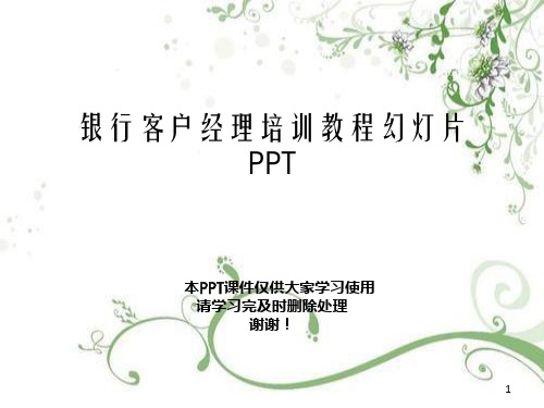 银行客户经理培训教程幻灯片PPT