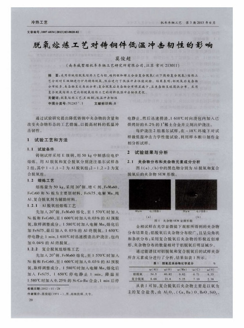脱氧熔炼工艺对铸钢件低温冲击韧性的影响