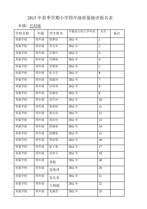 四1班英豪双语学校分班花名册