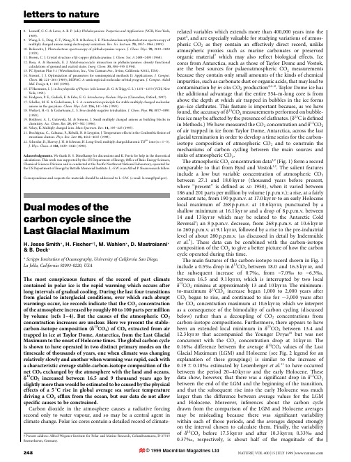 H.Jesse Smith 1999 Nature Dual modes of the carbon cycle since the Last Glacial Maximum