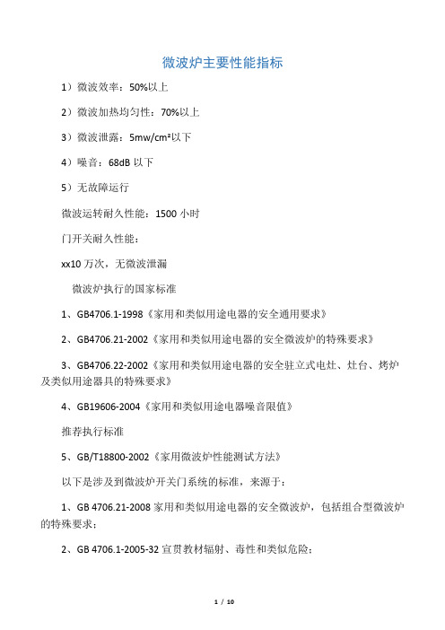 微波炉安全标准、门开关标准内容详述