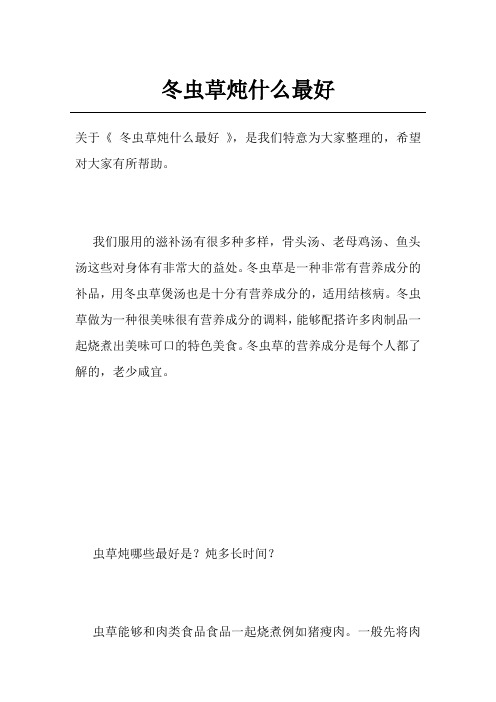 冬虫草炖什么最好
