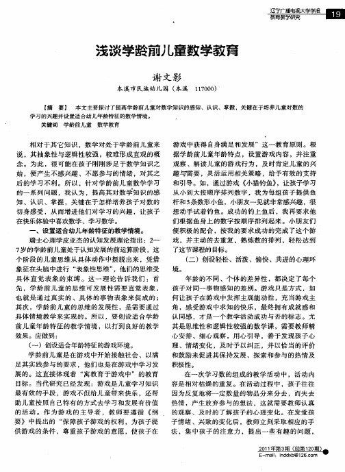 浅谈学龄前儿童数学教育