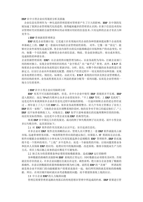 ERP在中小型企业应用现状分析及措施