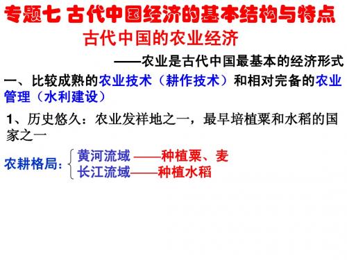专题7古代中国经济的基本结构与特点