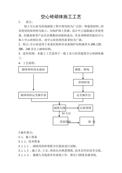 空心砖砌体施工工艺