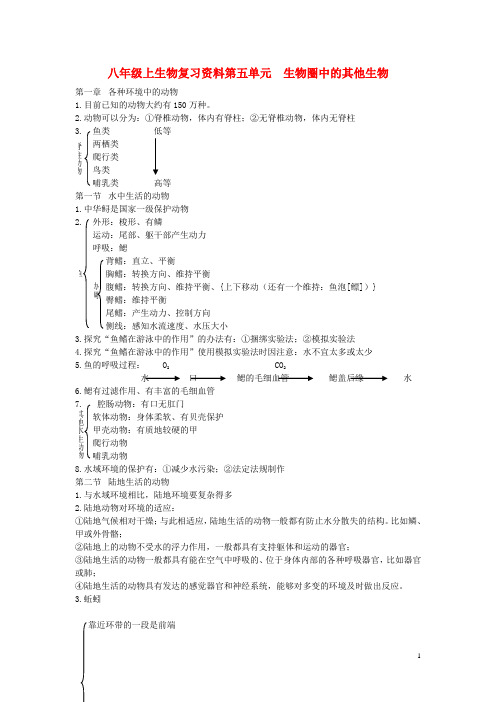 八年级生物上册 生物复习资料 北师大版