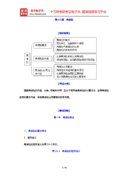 经济师《保险专业知识与实务(中级)》题库【知识框架+考试大纲+要点详解+过关练习】-第十三~十五章【