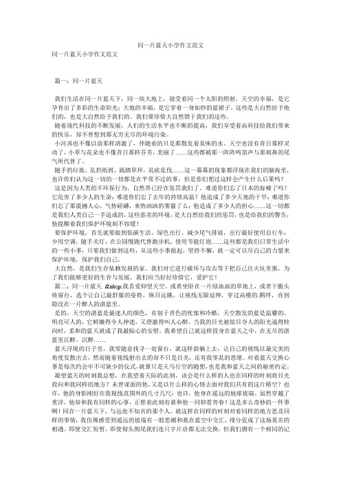 同一片蓝天小学作文范文
