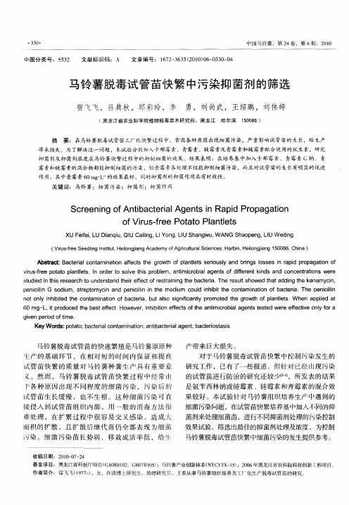 马铃薯脱毒试管苗快繁中污染抑菌剂的筛选