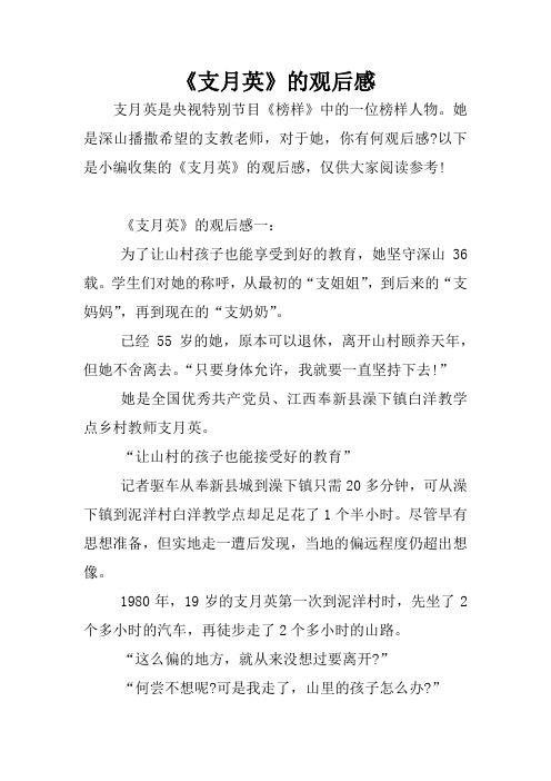 《支月英》的观后感