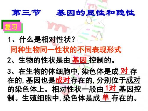 人教版八年级下册第七单元第二章第三节基因的显性和隐性 (29ppt)