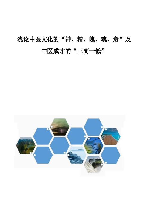 浅论中医文化的神、精、魄、魂、意及中医成才的三高一低