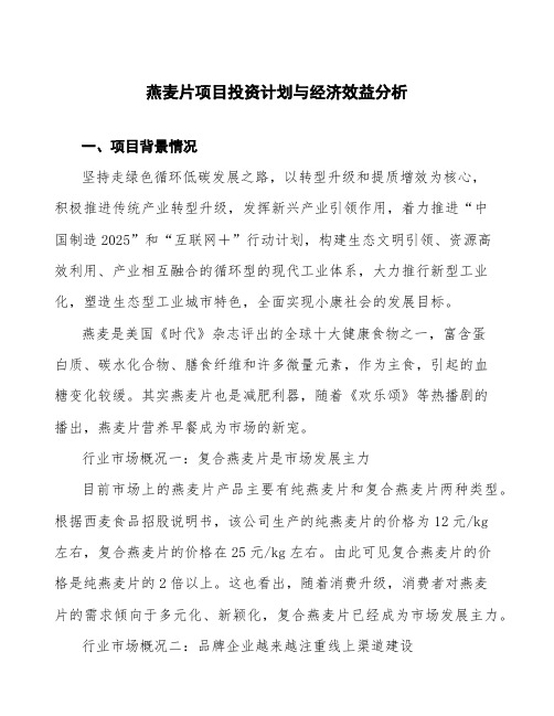 燕麦片项目投资计划与经济效益分析