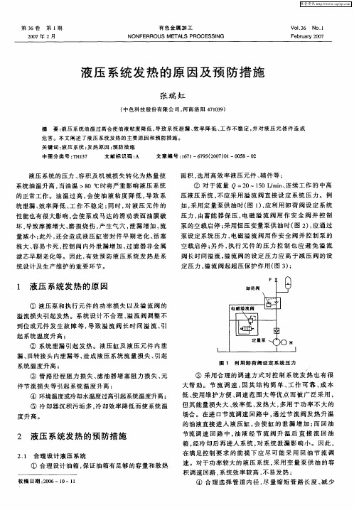 液压系统发热的原因及预防措施