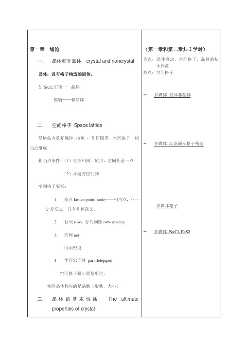 授课教案结晶学部分