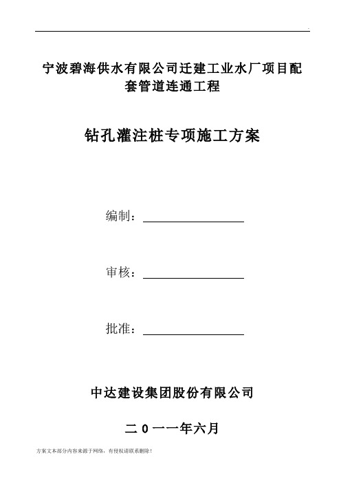 钻孔灌注桩专项施工方案
