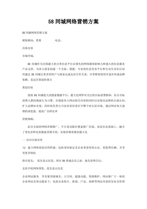 58同城网络营销方案