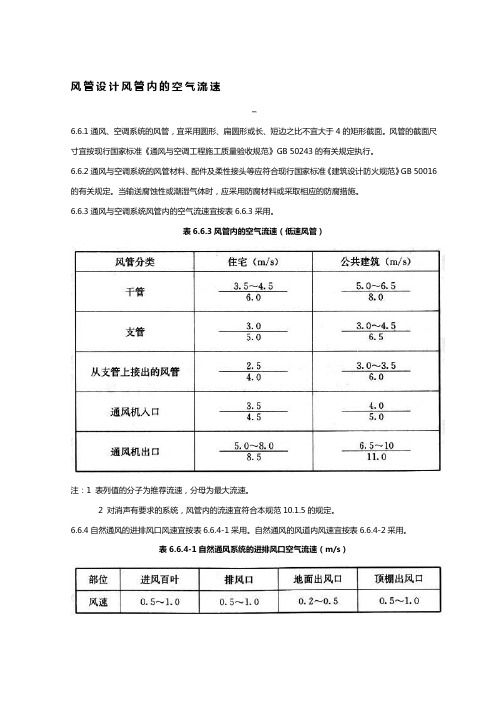风管设计风管内的空气流速