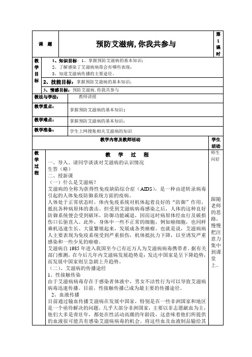 预防艾滋病,你我共参与