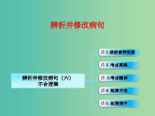 高考语文一轮复习 语言文字运用 辨析并修改病句(六)不合逻辑课件 新人教版