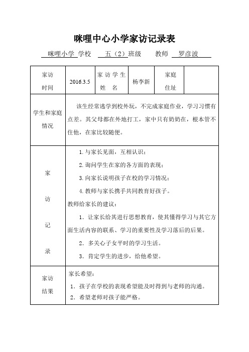 家访记录表
