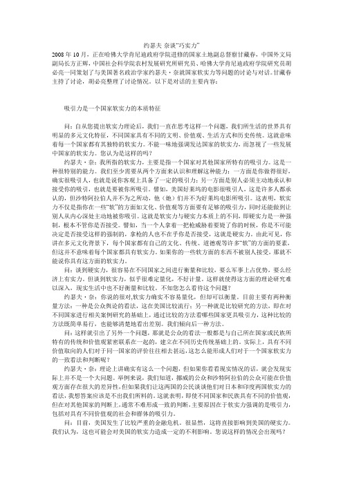 约瑟夫·奈谈“巧实力”