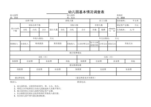 民办幼儿园基本情况调查表