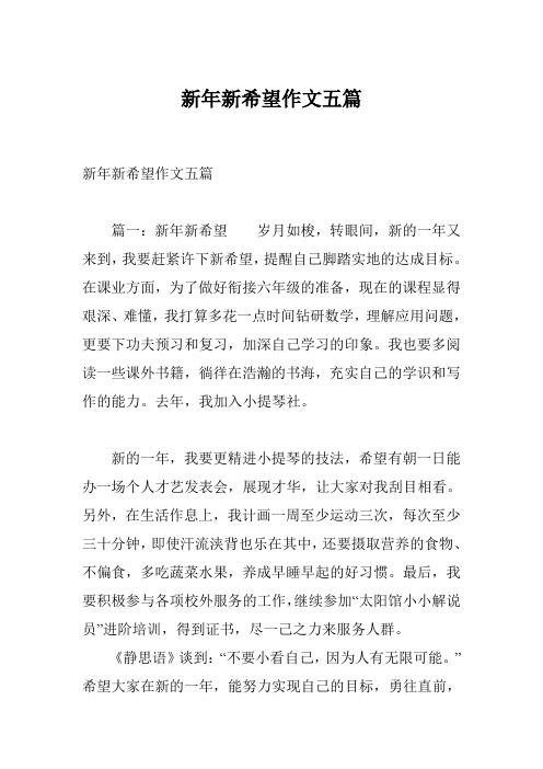 新年新希望作文五篇