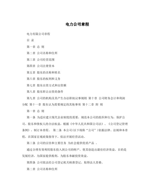 电力公司章程