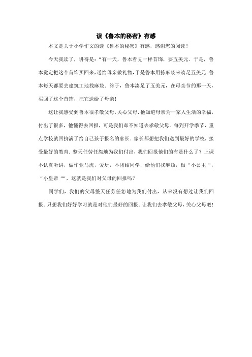 读《鲁本的秘密》有感_小学作文_5