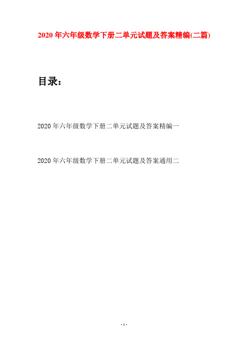 2020年六年级数学下册二单元试题及答案精编(二篇)
