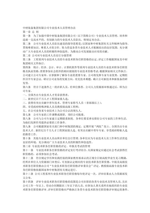 中材装备集团有限公司专业技术人员管理办法