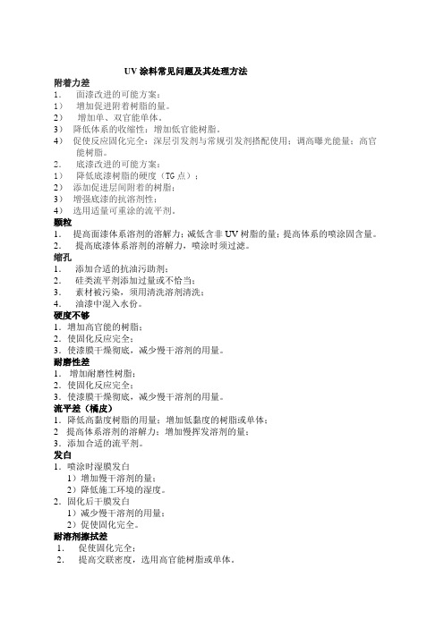 UV涂料常见问题及其处理方法