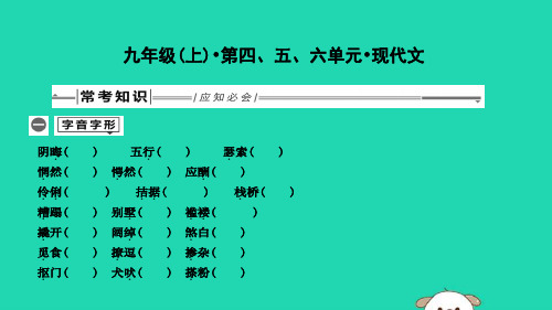 中考语文总复习教材基础自测九年级上册第四五六单元现代文课件人教版