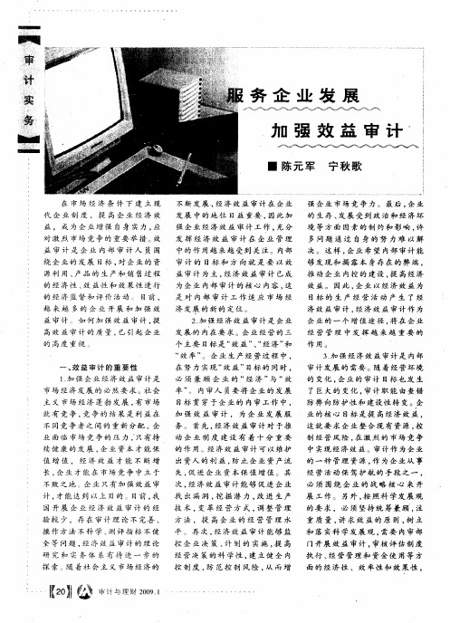 服务企业发展 加强效益审计